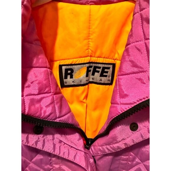 90's Roffe Skiwear Neon Pink Geometric pattern ski jacket Womens 10 - Picture 6 of 9